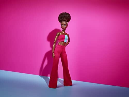 "Lalka Barbie Looks HJW81 z Kolorowymi Spodniami i Dzwonami do Stylizacji" - obrazek 6