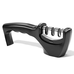 Newaner Knife Sharpener, 3 Levels Manual Knife Sharpener, Knife Sharpener Professional Tungsten Steel For Coarse Sharpening, Diamond For Fine Sharpening And Special Ceramic For Precision Sharpening (Black)