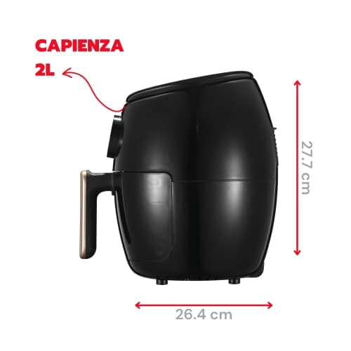 ARDES - Heißluftfritteuse 2 Liter Fassungsvermögen Air Fryer klein mit Digitalanzeige und 60-Minuten-Timer Höchsttemperatur 200 °C Modell Eldorada Mini D AR1K32D - obrazek 6