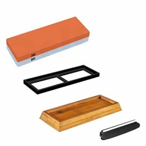 NUZAMAS Premium Kamień do Ostrzenia Noży 2 Ziarnistości 240/800 + Podstawa