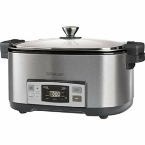 SENCOR SPR 5500SS Slowcooker, 1350 W, pojemnik do gotowania, 4 regulowane funkcje gotowania, stal nierdzewna