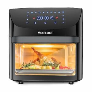 Acekool Air Fryers FT1 18L Heißluftfritteuse XXL, 1800W Heißluftbackofen - Airfryer - Friteuse Ohne ÖL - Heissluftfriteuse mit 7 Zubehör, LED Digitalem Touchscreen, Visualisiertes Fenster