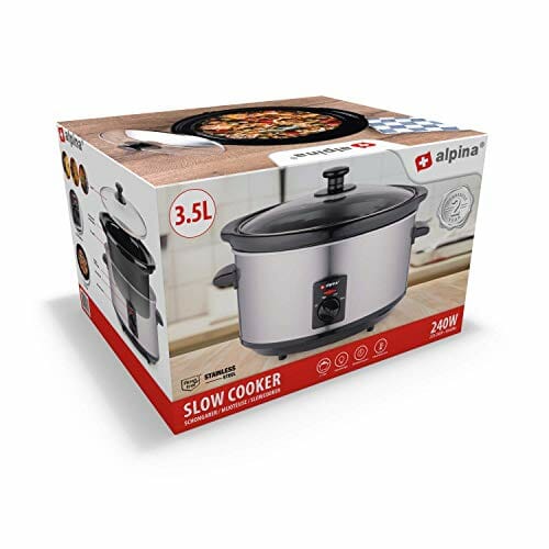 Alpina Slow Cooker – wolnowar – 3,5 litra – ceramiczny pojemnik wewnętrzny – 3 stopnie grzania – stal nierdzewna - obrazek 2