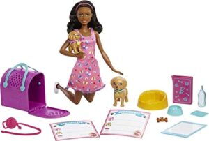 Barbie HKD87 - Zestaw do zabawy w adopcję lalki i szczeniaka z lalką b