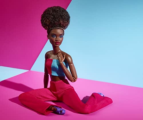 "Lalka Barbie Looks HJW81 z Kolorowymi Spodniami i Dzwonami do Stylizacji" - obrazek 4