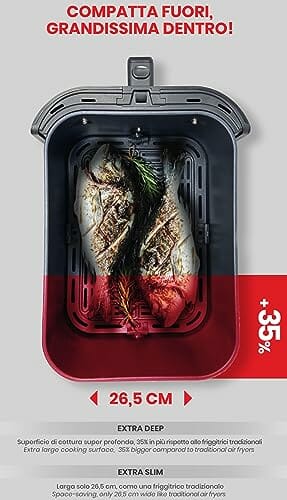 ARDES - ARFRYA05L Luftfritteuse Fritteuse INFINITY 8L - Slim Airfritteuse XL Hohlraum Super tief aus Metall Kapazität 8 Liter - AirFryer mit digitalem Touchdisplay und Timer 60' - obrazek 5