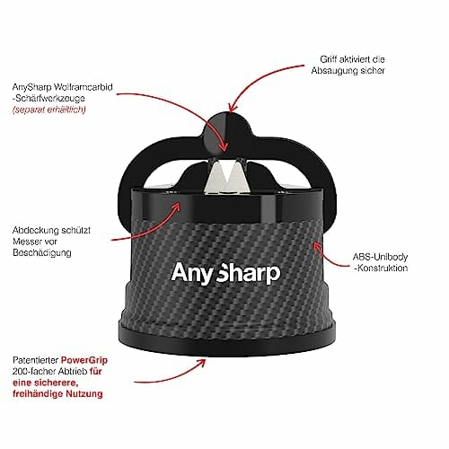 AnySharp Ostrzałka do Noży, Bezpieczne Użycie Bez Używania Rąk, Przyss - obrazek 6
