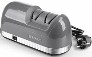 "Profesjonalna Elektryczna Szlifierka do Noży StilGut - Cicha, Szara, Diamentowa Ostrzałka"