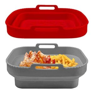 2 Stück Faltbare Silikon HeißLuftfritteuse Korb Air Fryer Silicone Pot Airfryer Silikon Zubehör HeißLuftfritteuse Silikonform Wiederverwendbares Für Air Fryer Mikrowelle Ofen Tortengussformen