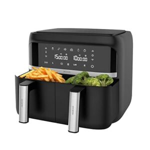 Cecotec Heißluftfritteuse 9 L CecoFry Advance Double. 2850 W, Kompakte, Digitale und ölfreie Diätfritteuse, zwei Körben mit Doppelter Temperatur und PerfectCook-Technologie
