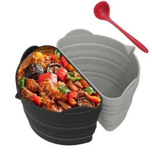 Nofaner Wkładki do wolnowaru, 2 szt., silikonowe wkładki do wolnowaru 6 QT, wielokrotnego użytku, szczelne, nieprzywierające naczynia do gotowania, przegroda do wolnowaru, nadaje się do mycia w zmywarce z silikonową łyżką