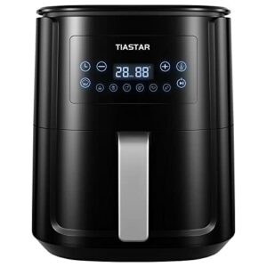 Tiastar Heißluftfritteuse 5,5L mit Digitalem LED-Touchscreen, Airfryer XXL mit einstellbare Temperatur und Timer, Heissluftfriteuse mit Antihaft Frittierkorb,1700W Schwarz