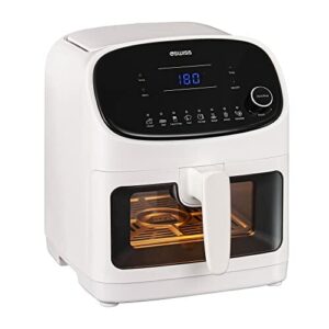 4SWISS Heißluftfritteuse ABB-021, Leistung 1350 W, mit Touchpanel, energiesparend und leicht zu reinigen, geräumige 5,5 l Schublade, ermöglicht gesundes Frittieren ohne Fett.