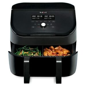 Instant Vortex Plus VersaZone Heißluftfritteuse - 8.5L Digitaler Air Fryer, Schwarz, 8-in-1 Smart Programme - Frittieren, Backen, Braten, Grillen, Dörren, Aufwärmen, XL Kapazität - 1700W