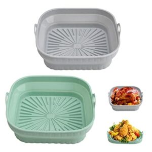2PCS Silikonform für Heißluftfritteuse, 20.5CM Wiederverwendbar Air Fryer Silikon Pot Faltbar Backpapier Silikonmatte für Heißluftfritteuse, Airfryer Silikonform Airfryer Zubehör Heißluftfritteuse