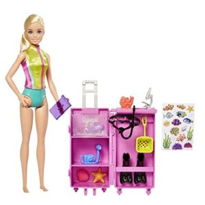Barbie HMH26 - Lalki i akcesoria, Lalka biolog morski (blondynka) i mo