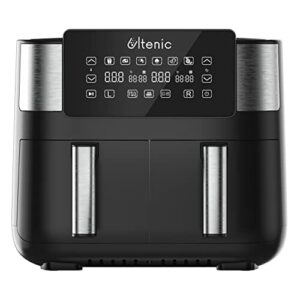 Ultenic K20 Heißluftfritteuse mit Doppelkammer, 7.6 L Airfryer mit 2 Körben, 6 Vorgestellten Programmen, Air Fryer mit Online-Rezepten, Touchscreen, BPA PFOA freier Antihaft-Korb, 2850W, Schwarz