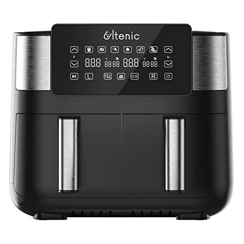 Ultenic K20 Heißluftfritteuse mit Doppelkammer, 7.6 L Airfryer mit 2 Körben, 6 Vorgestellten Programmen, Air Fryer mit Online-Rezepten, Touchscreen, BPA PFOA freier Antihaft-Korb, 2850W, Schwarz