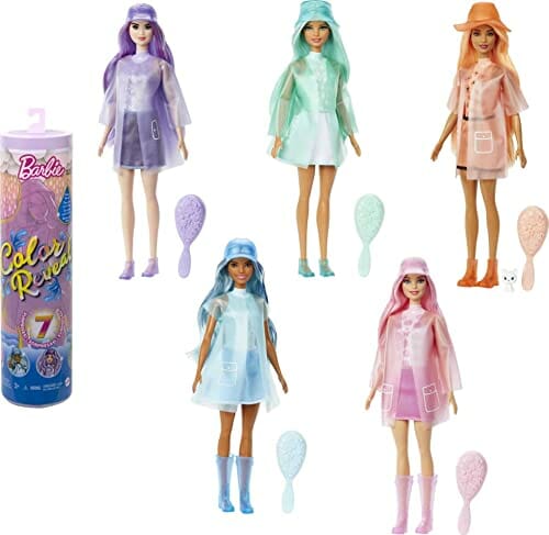 "Lalka Barbie Color Reveal - 7 Niespodzianek, Farbka z Chmurkami, Zmiana Koloru, HCC57"