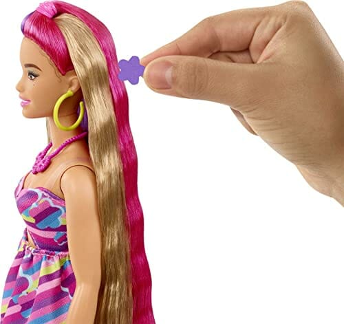 "Barbie Lalka Totally Hair Kwiaty - 15 Akcesoriów, 21,5 cm, 3+ Lat, HCM89" - obrazek 2