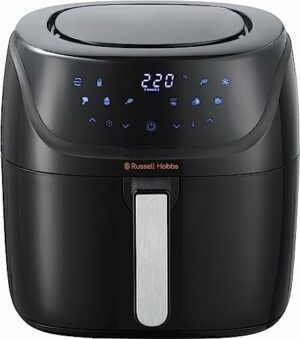 Russell Hobbs Heißluftfritteuse XXL 8l [7 Kochfunktionen|10 Programme] AirFryer (spülmaschinenfest, max. 220°C, Touchscreen, Fritteuse ohne Öl, Grillen, Backen, Braten, Dörren etc.) SatisFry 27170-56