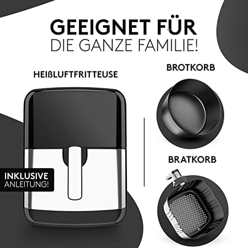 Vandenberg - Heißluftfritteuse - 5,5L - 12 Programme - 1700W Heissluftfriteuse - Ohne Öl & Fett - Brot & Bratkorb - Antihaft-Beschichtung, Touchscreen, Cool-Touch - obrazek 7