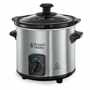 Russell Hobbs wolnowar, 3 ustawienia podgrzewania, pokrywka ze szkła hartowanego, pojemność 2l, stal nierdzewna, chromowane elementy, moc 145W, srebrny, Compact Home 25570-56