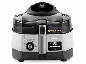 De'Longhi MultiFry Extra Chef FH1394 Heißluftfritteuse, Multicooker mit 1,7 kg Fassungsvermögen, 7 Kochprogramme, Umluftsystem mit 2 Heizelementen, Rezepte-App, 2300 Watt, Grau/Weiß