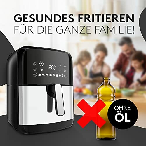 Vandenberg - Heißluftfritteuse - 5,5L - 12 Programme - 1700W Heissluftfriteuse - Ohne Öl & Fett - Brot & Bratkorb - Antihaft-Beschichtung, Touchscreen, Cool-Touch - obrazek 2