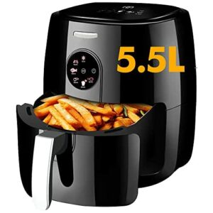 ARINTUL Airfryer 5.5L Heißluftfritteuse ohne Öl, Luftfritteuse Set mit Touchscreen, Timer, Temperaturregelung, Heißluftfritteuse 6 Programme 1500W für 3-5 Personen