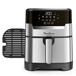 Moulinex Easy Fry & Grill 4,2 L EZ505D Luftfritteuse ohne Öl 2 in 1 zum Braten oder Grillen, Digital-Touchscreen, 8 Programme für gesunde Mahlzeiten, App 125 Rezepte, Stahl, bis zu 6 Personen