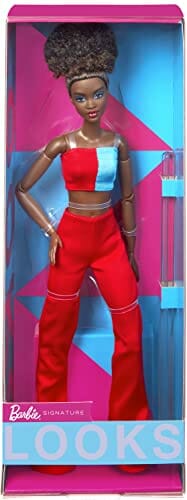 "Lalka Barbie Looks HJW81 z Kolorowymi Spodniami i Dzwonami do Stylizacji" - obrazek 2