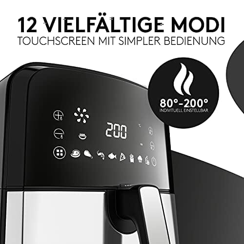 Vandenberg - Heißluftfritteuse - 5,5L - 12 Programme - 1700W Heissluftfriteuse - Ohne Öl & Fett - Brot & Bratkorb - Antihaft-Beschichtung, Touchscreen, Cool-Touch - obrazek 5