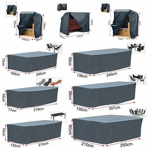 WOLTU pokrowiec ochronny na leżak ogrodowy, 218 x 77 x 55 cm, z tkanin - obrazek 2