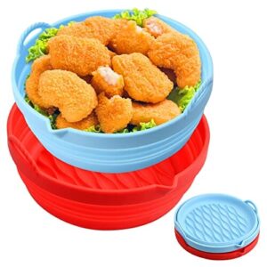2 Stück Faltbar Air Fryer Silicone Pot, 7,5 Zoll/8,5 Zoll Silikonform Heißluftfritteuse, Silikon Backform Für Heißluftfritteuse, Wiederverwendbar Airfryer Insatz, Extra groß Air Fryer Accessories