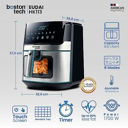 EUDAI Frytkownica powietrzna 6.5L, Frytkownica bezolejowa z oknem, 8 p - obrazek 6
