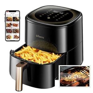 Ultenic K10 Heißluftfritteuse, 5L Airfryer mit 11 Programmen, Air fryer mit Online-Rezepten, Touchscreen,1500W, Schwarz / Goldfarben