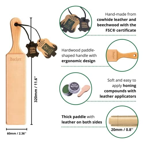 BACHER dwustronny skórzany pas do ostrzenia strop do polerowania noży - obrazek 8