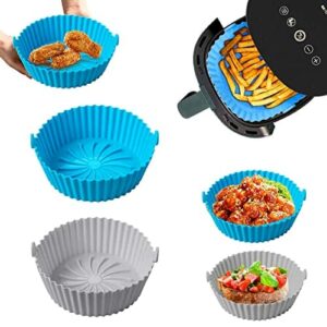 May Huang 2 Stücke Silikonform Für Heißluftfritteuse, Silicone Air Fryer Basket, Airfryer Zubehör, Wiederverwendbarer Backpapier für Heißluftfritteuse Leicht zu Reinigender Öl Resistent