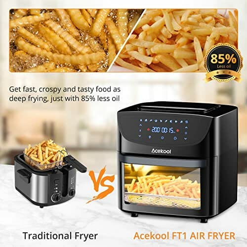 Acekool Air Fryers FT1 18L Heißluftfritteuse XXL, 1800W Heißluftbackofen - Airfryer - Friteuse Ohne ÖL - Heissluftfriteuse mit 7 Zubehör, LED Digitalem Touchscreen, Visualisiertes Fenster - obrazek 7