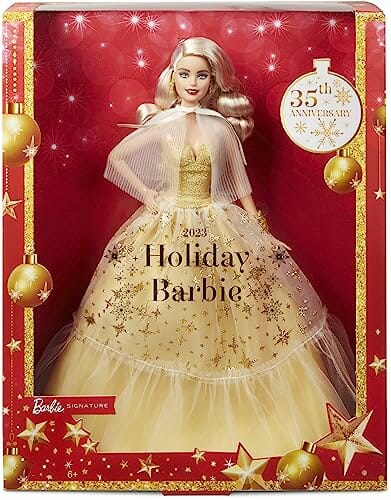 Barbie Lalka świąteczna Barbie Signature z blond włosami w złocistej s