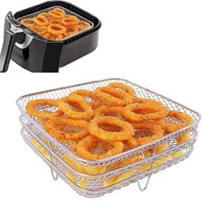 USMEI Heißluftfritteuse Zubehör, 20CM Quadrat 304 Edelstahl Multi-Layer Dehydrator Rack air fryer accessories, Multifunktional Stapelbar Zubehör für Air Fryer (Quadrat)