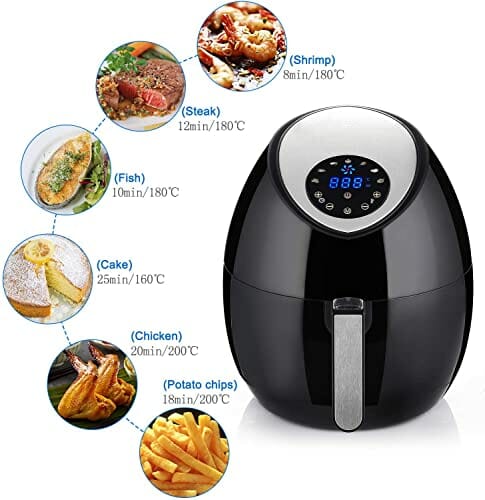 Heißluftfritteuse, Uten 4,5L Fritteuse Airfryer XL Aerofryer mit Digitalem Display, 7 Programms, Touch-Control-Sensor und Rapid-Air-Umluft Technologie, Antihaftkorb, 1500W - obrazek 7