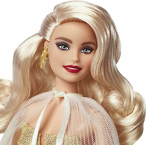 Barbie Lalka świąteczna Barbie Signature z blond włosami w złocistej s - obrazek 6