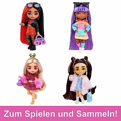 Barbie Extra Mała lalka z brązowymi włosami, dżinsową sukienką i płasz - obrazek 4