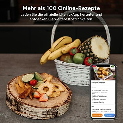 Ultenic K20 Heißluftfritteuse mit Doppelkammer, 7.6 L Airfryer mit 2 Körben, 6 Vorgestellten Programmen, Air Fryer mit Online-Rezepten, Touchscreen, BPA PFOA freier Antihaft-Korb, 2850W, Schwarz - obrazek 5