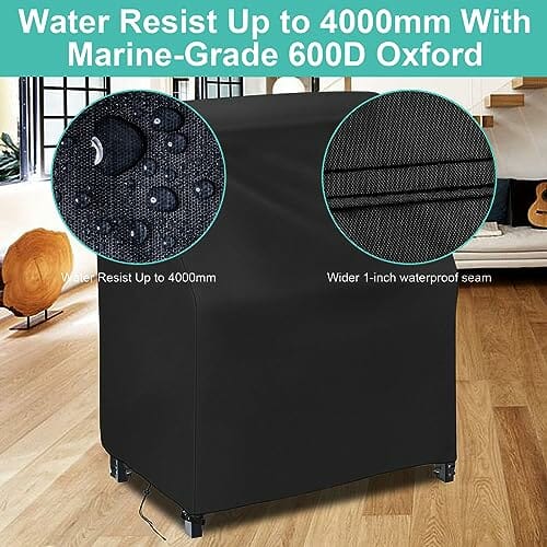 AXPQHL Drewniany koc kuchenny, koc kuchenny z tkaniny Oxford 600D, koc kuchenny na zewnątrz, wiatroszczelny, odporny na deszcz, promieniowanie UV i rozdarcia, 110 l x 50 W, 98 H CM - obrazek 4