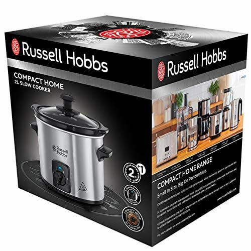 Russell Hobbs wolnowar, 3 ustawienia podgrzewania, pokrywka ze szkła hartowanego, pojemność 2l, stal nierdzewna, chromowane elementy, moc 145W, srebrny, Compact Home 25570-56 - obrazek 7