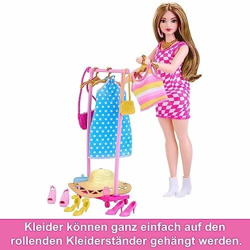 "Zestaw Garderoby Barbie z 32 Elementami - HPL78" - obrazek 5