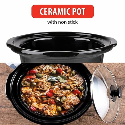 Alpina Slow Cooker – wolnowar – 3,5 litra – ceramiczny pojemnik wewnętrzny – 3 stopnie grzania – stal nierdzewna - obrazek 5
